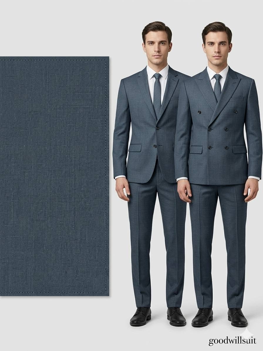 Taupe herringbone wool silk blend fabric — wedding season suit look — Goodwill Suit